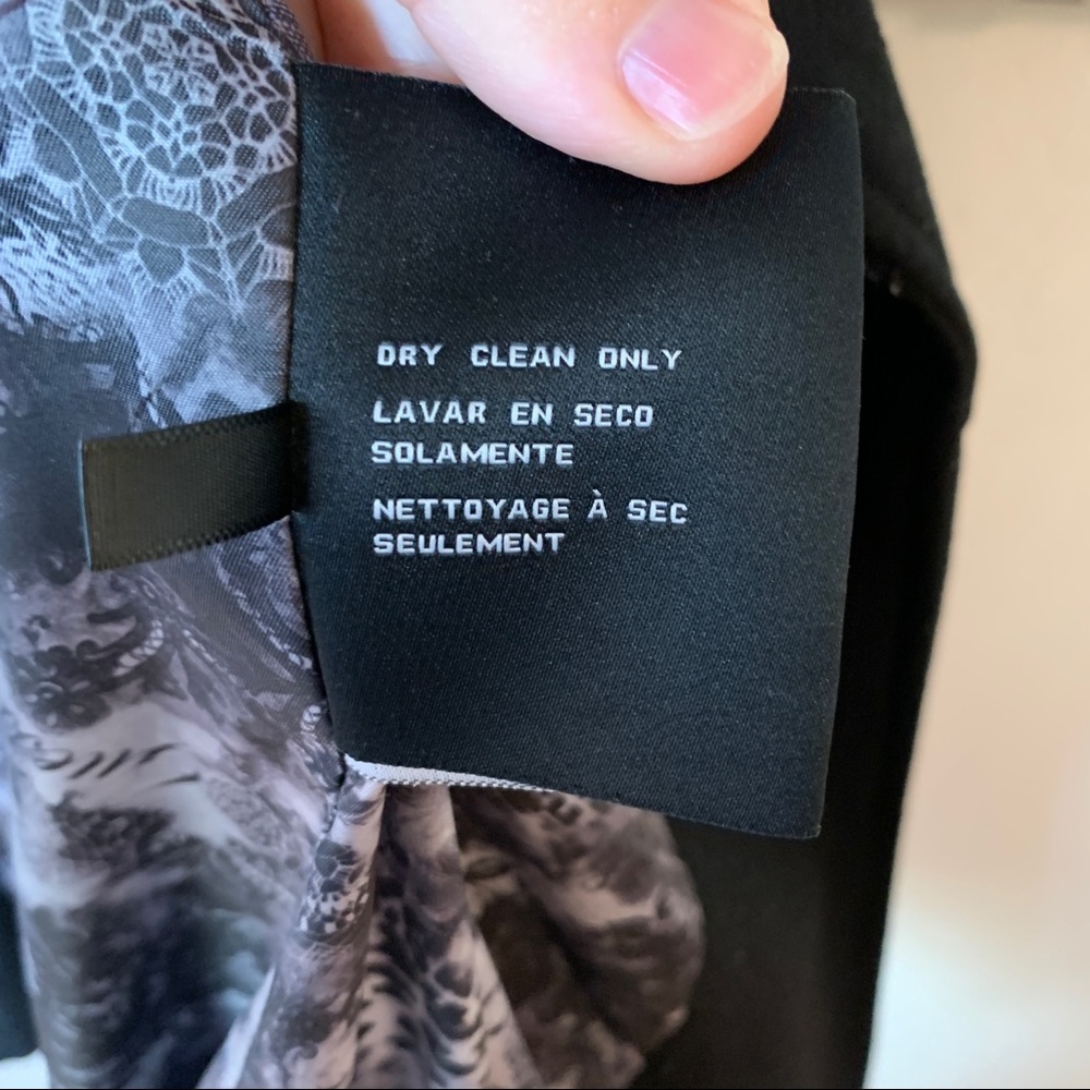 Black faux fur asymmetric moto jacket style wool winter coat overcoat - Picture 7 of 11